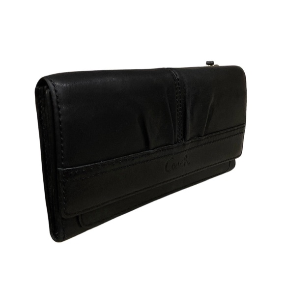 COACH SOHO PLEATED BLACK LEATHER TRI-FOLD WALLET / VINTAGE 2004 - Picture 7 of 10